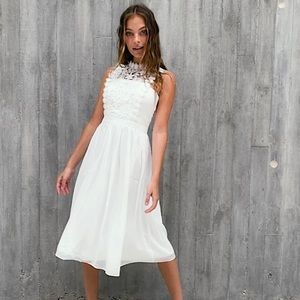 Chi Chi London Petite White Lace Dress